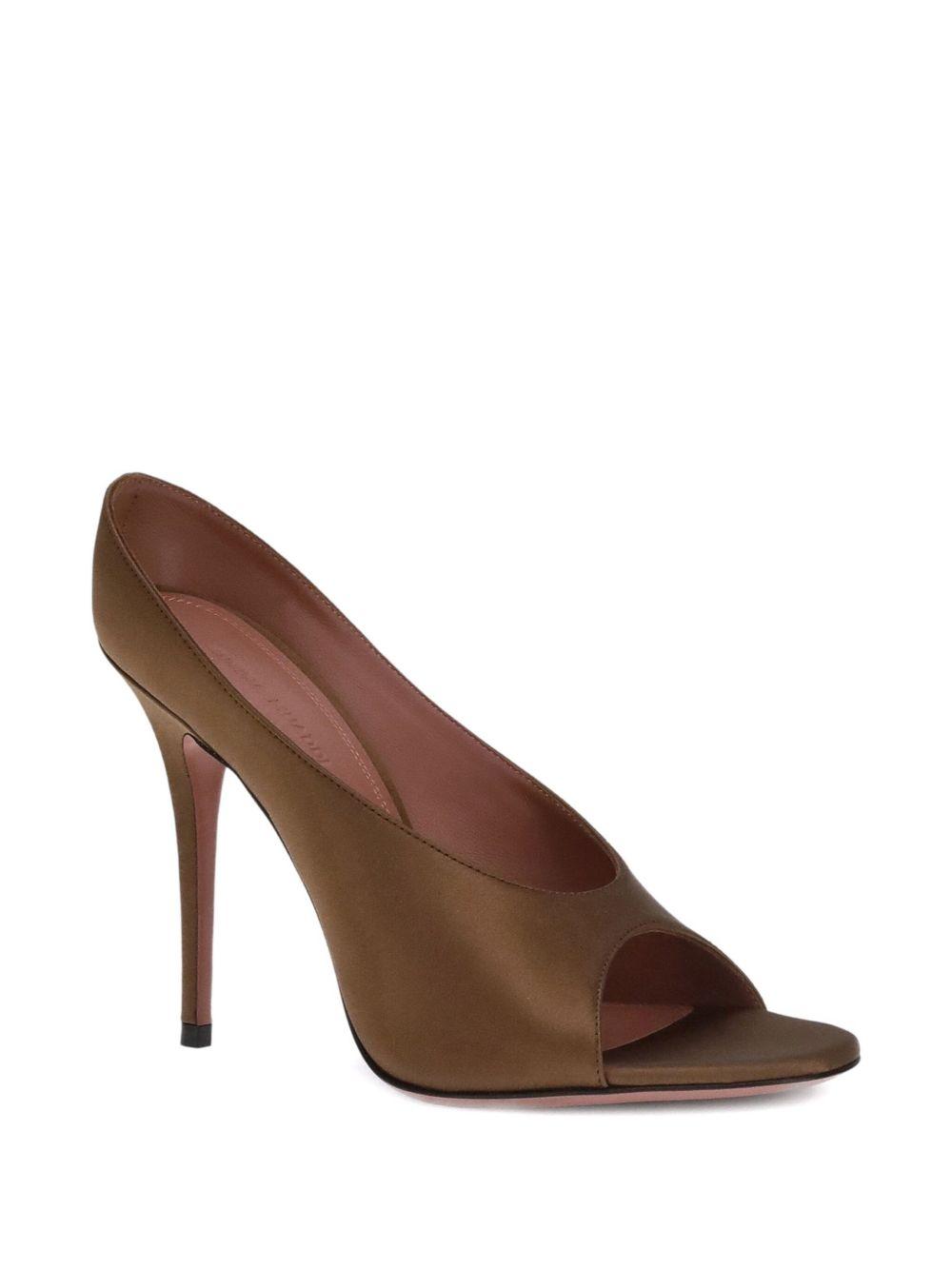 サンダル・ミュール Amina Muaddi Mocha Satin Stiletto Sandals With Open Toe Amina Muaddi | Shoes | Amina Muaddi Mocha Satin Stiletto