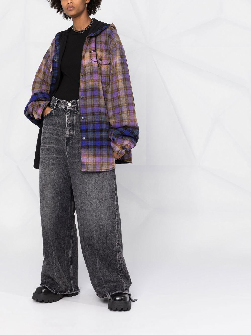 Balenciaga Bleached Plaid Hooded Shirt Purple for Men Lyst