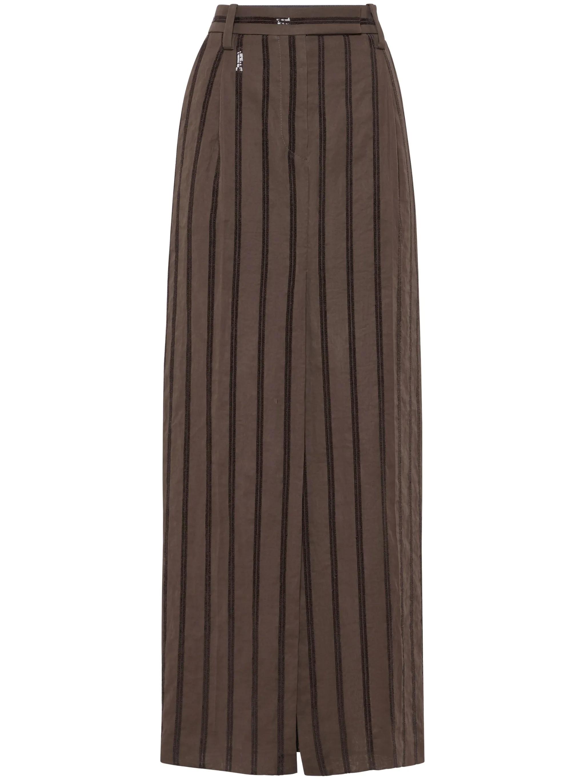 スカート Brunello Cucinelli Long skirt with brown Dazzling Stripe Emb Brunello Cucinelli Long Skirt With Dazzling Stripe