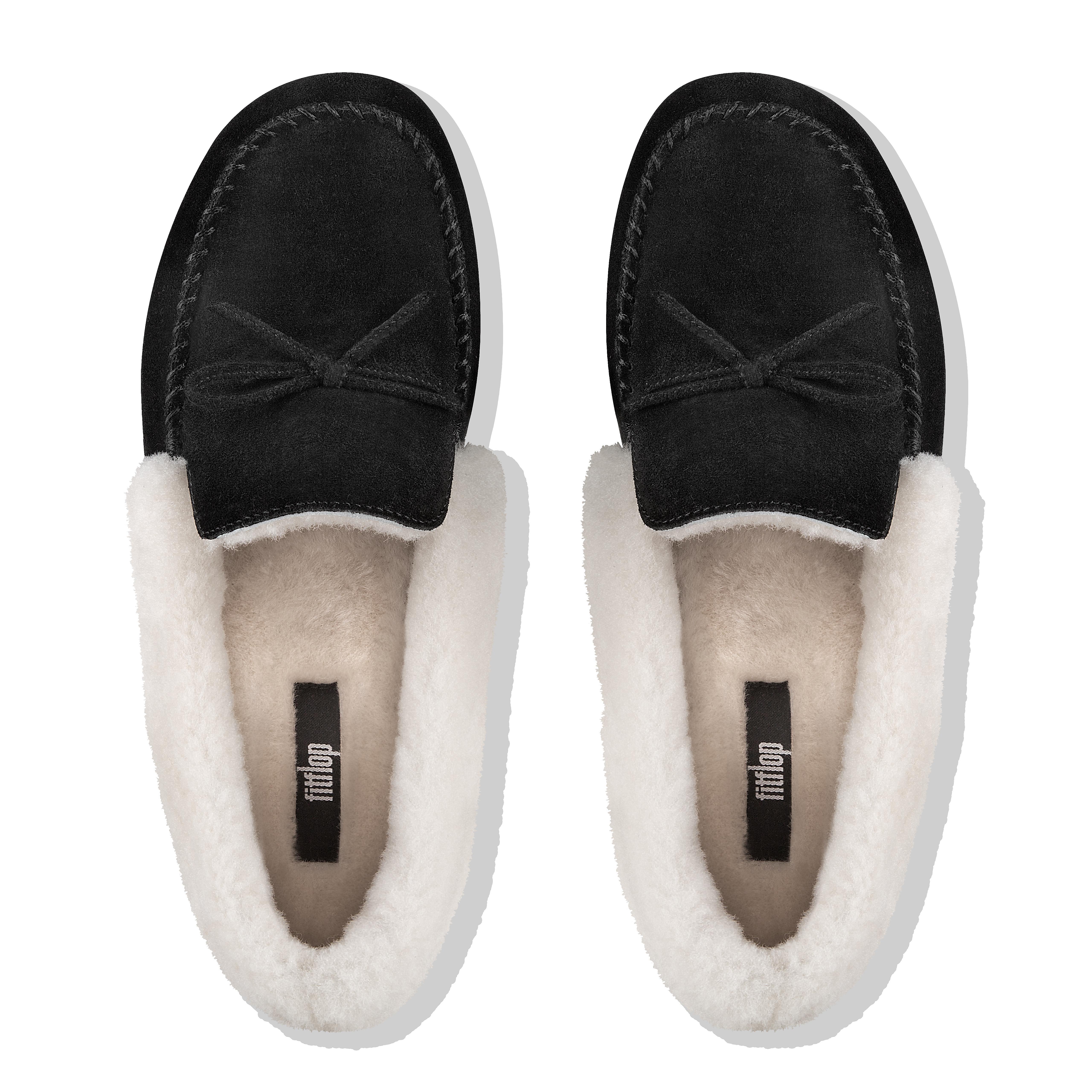 fitflop clara shearling suede slipper