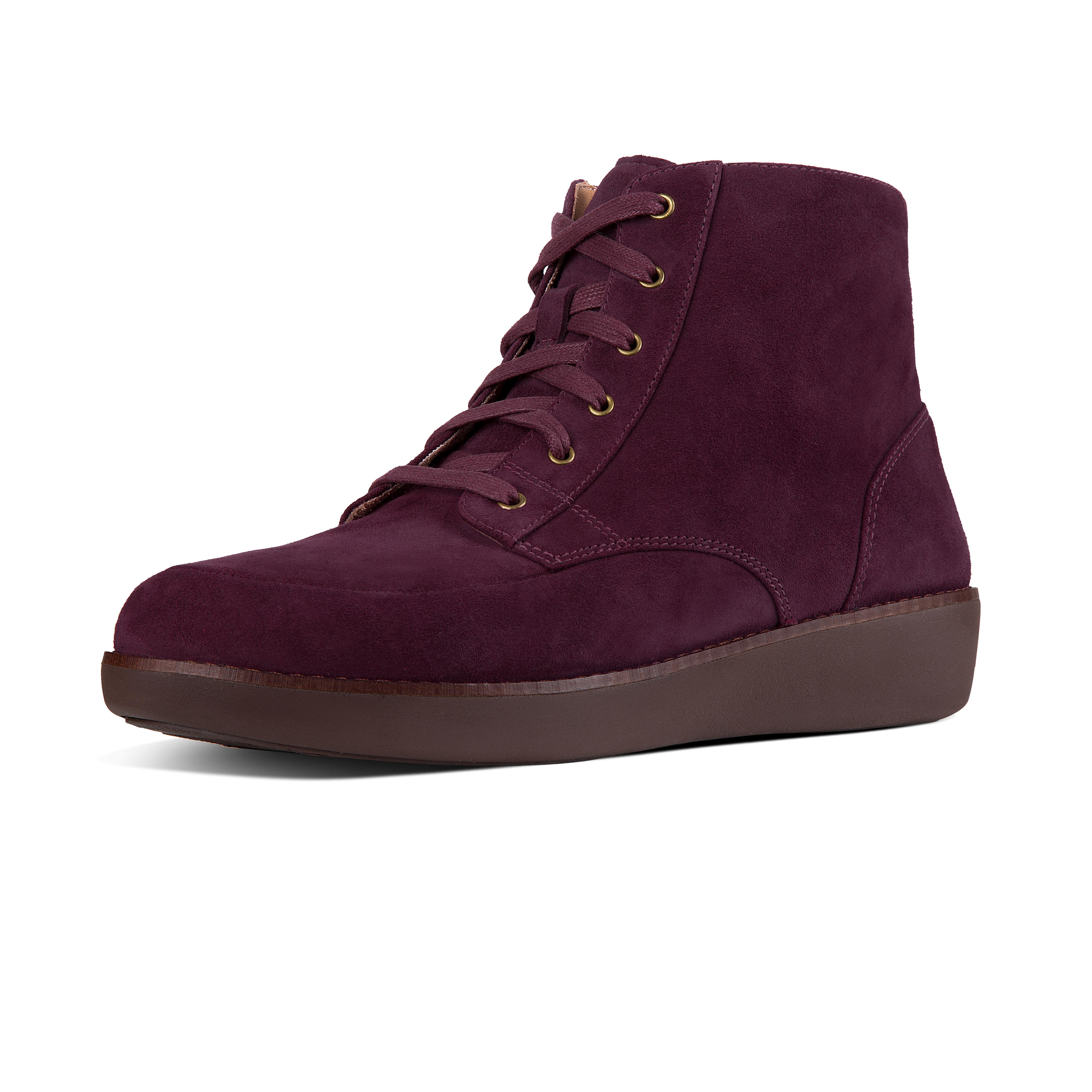berry suede boots