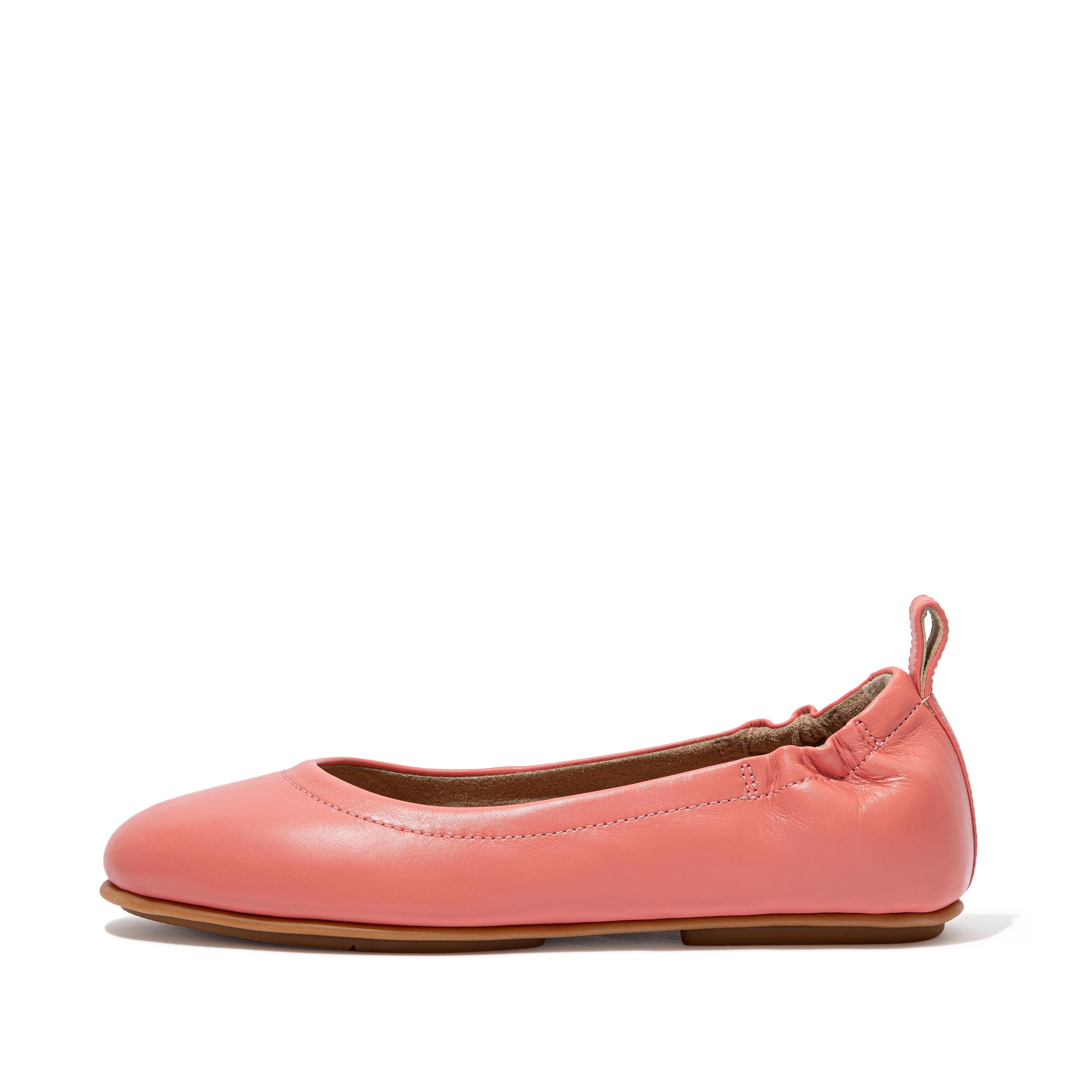 Women's Fit Flop Allegro Soft Leather Slip on Ballerina Pumps in Pink
