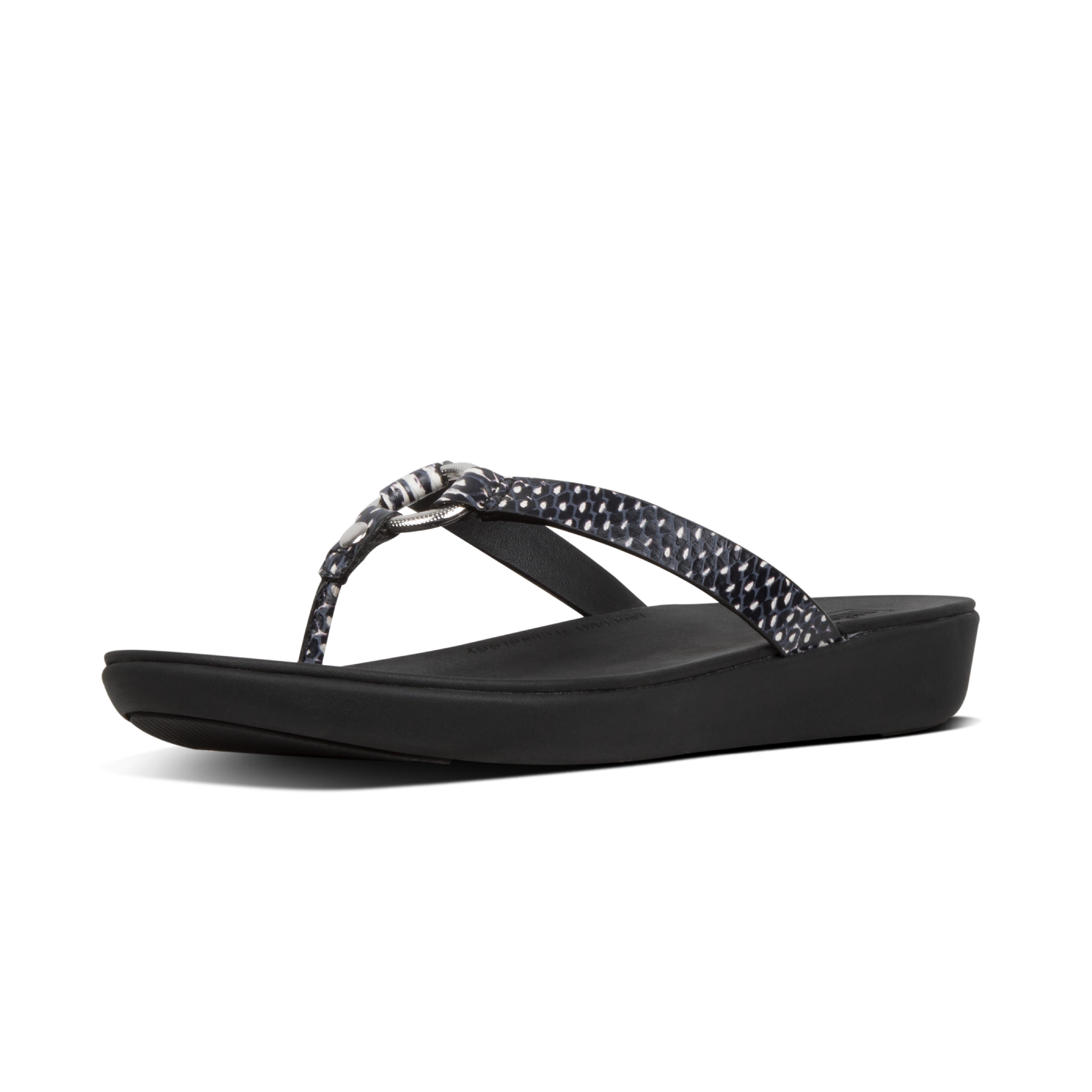 Fitflop Leather Hoopla in Black Snake 
