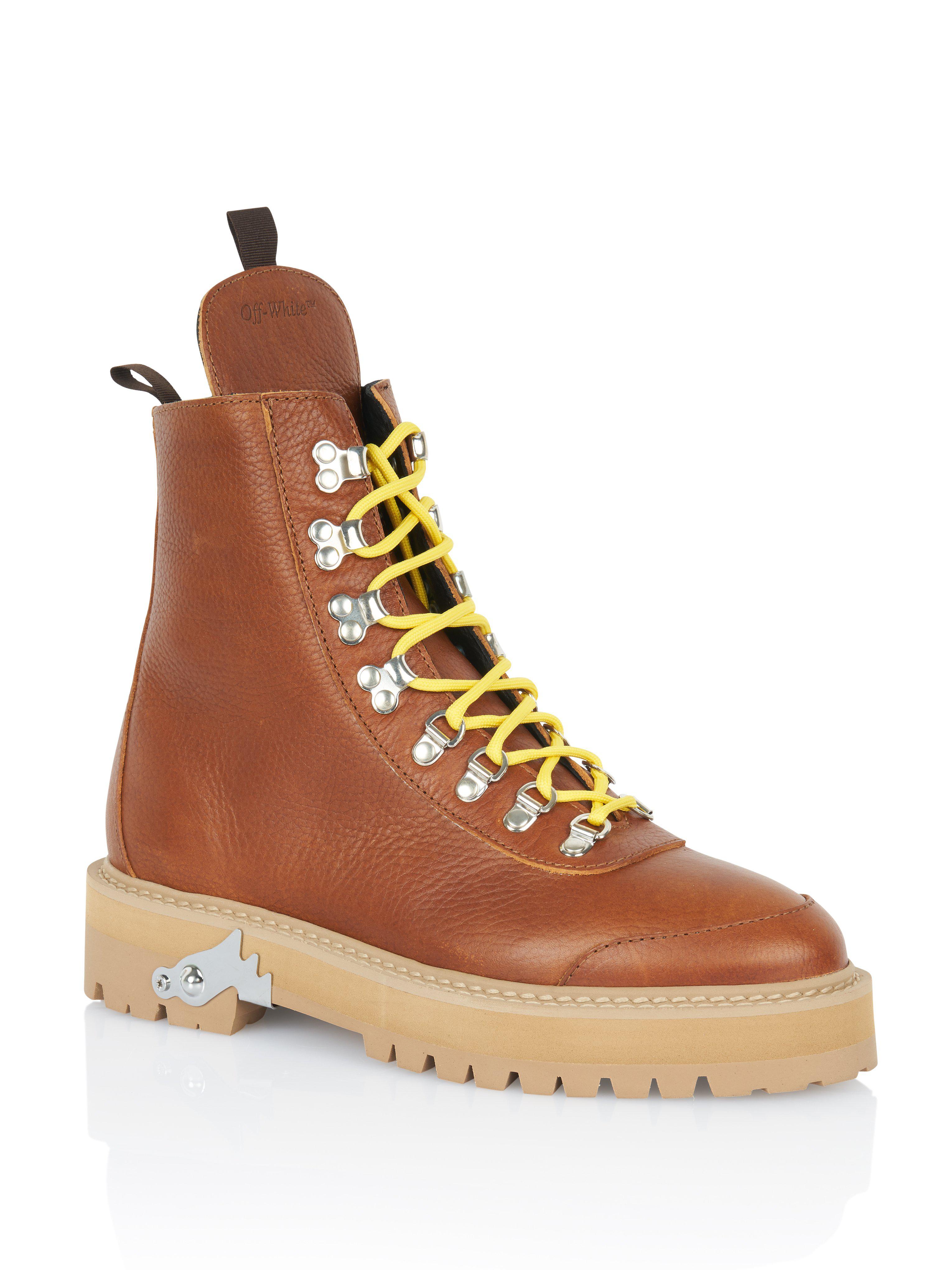 Off-White c/o Virgil Abloh Camel Lace-up Leather Hiking Boots in Brown ...