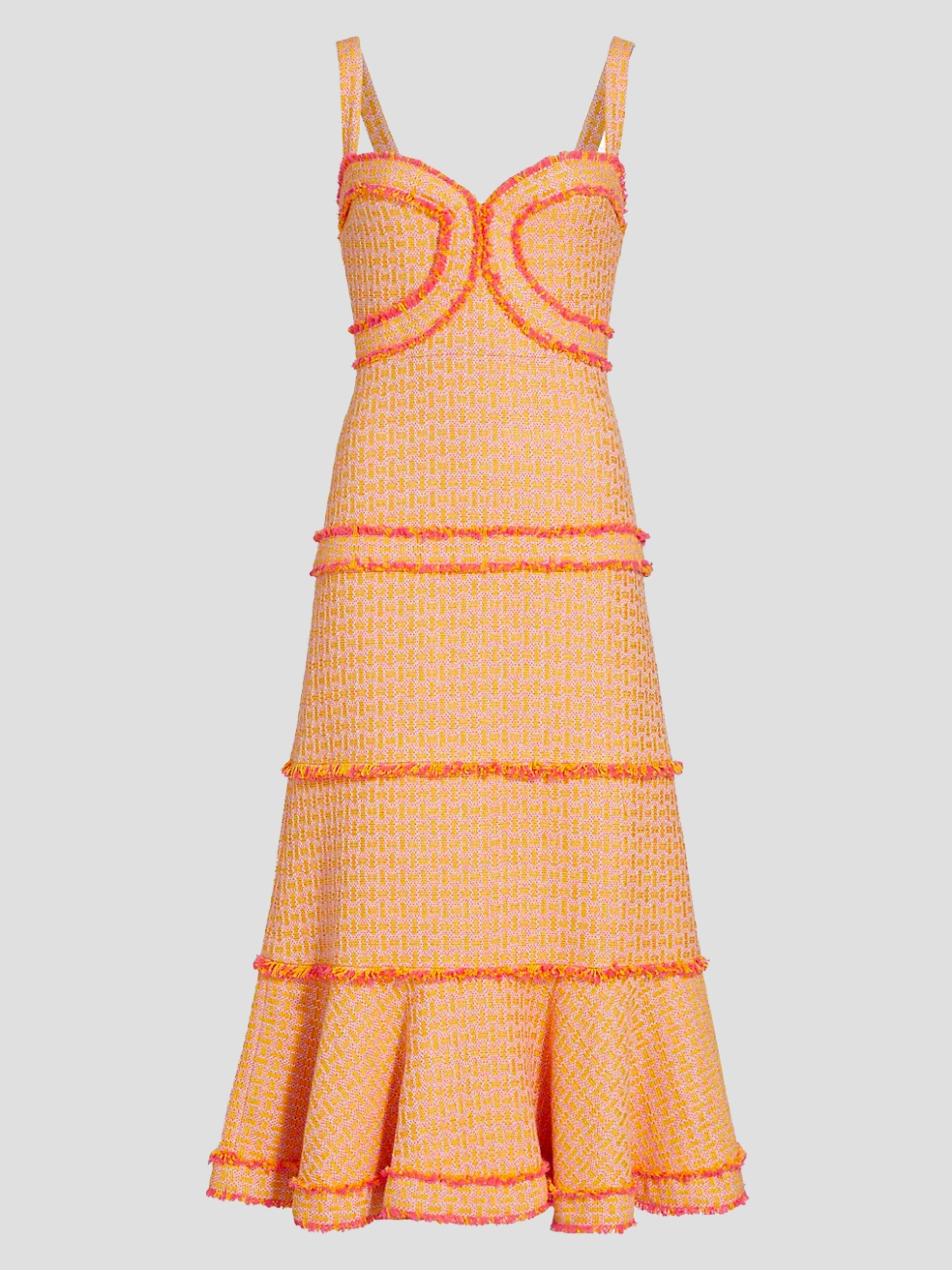 Alexis Bettine Orange Tweed Midi Dress Lyst