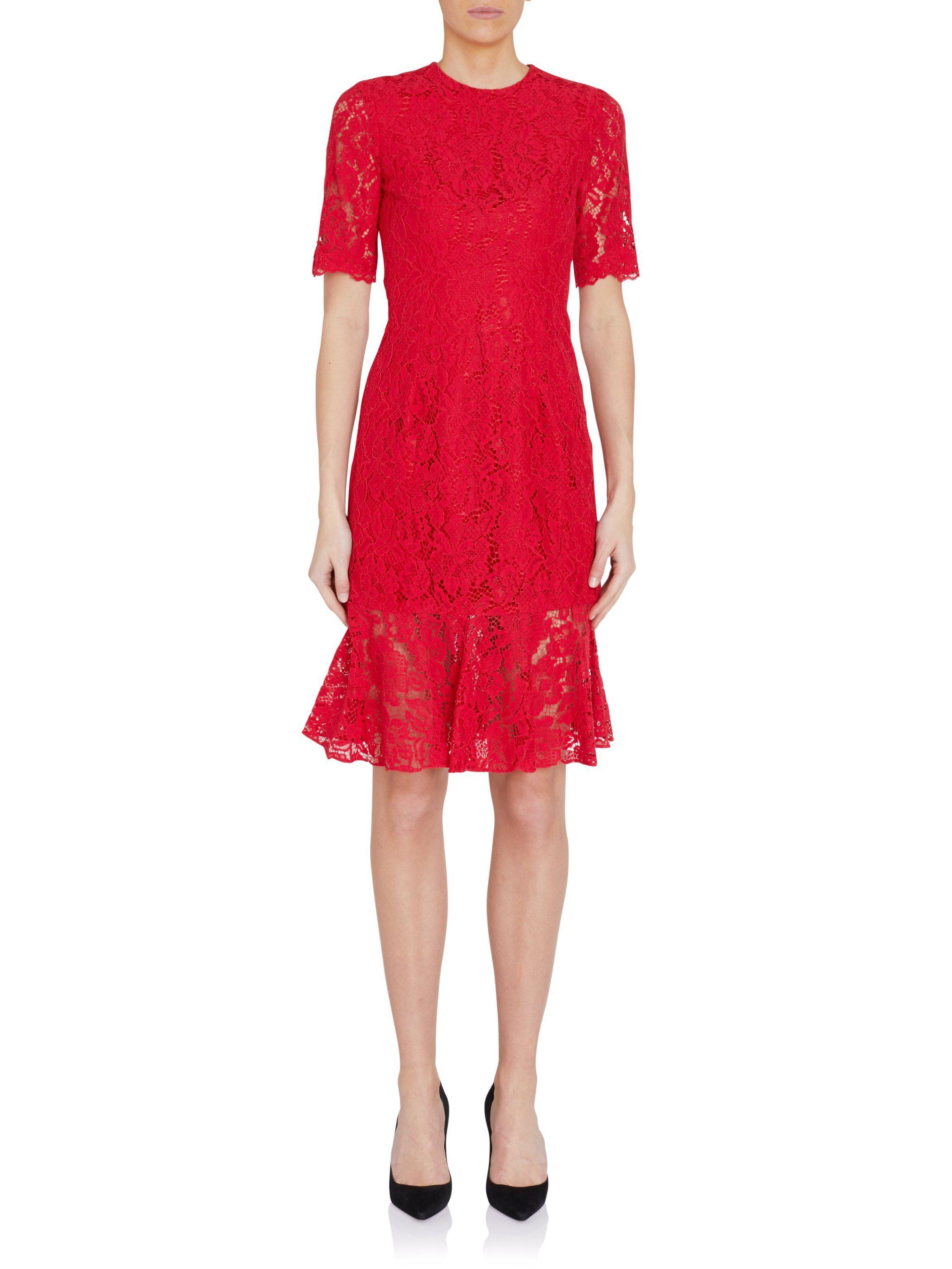 carolina herrera red lace dress