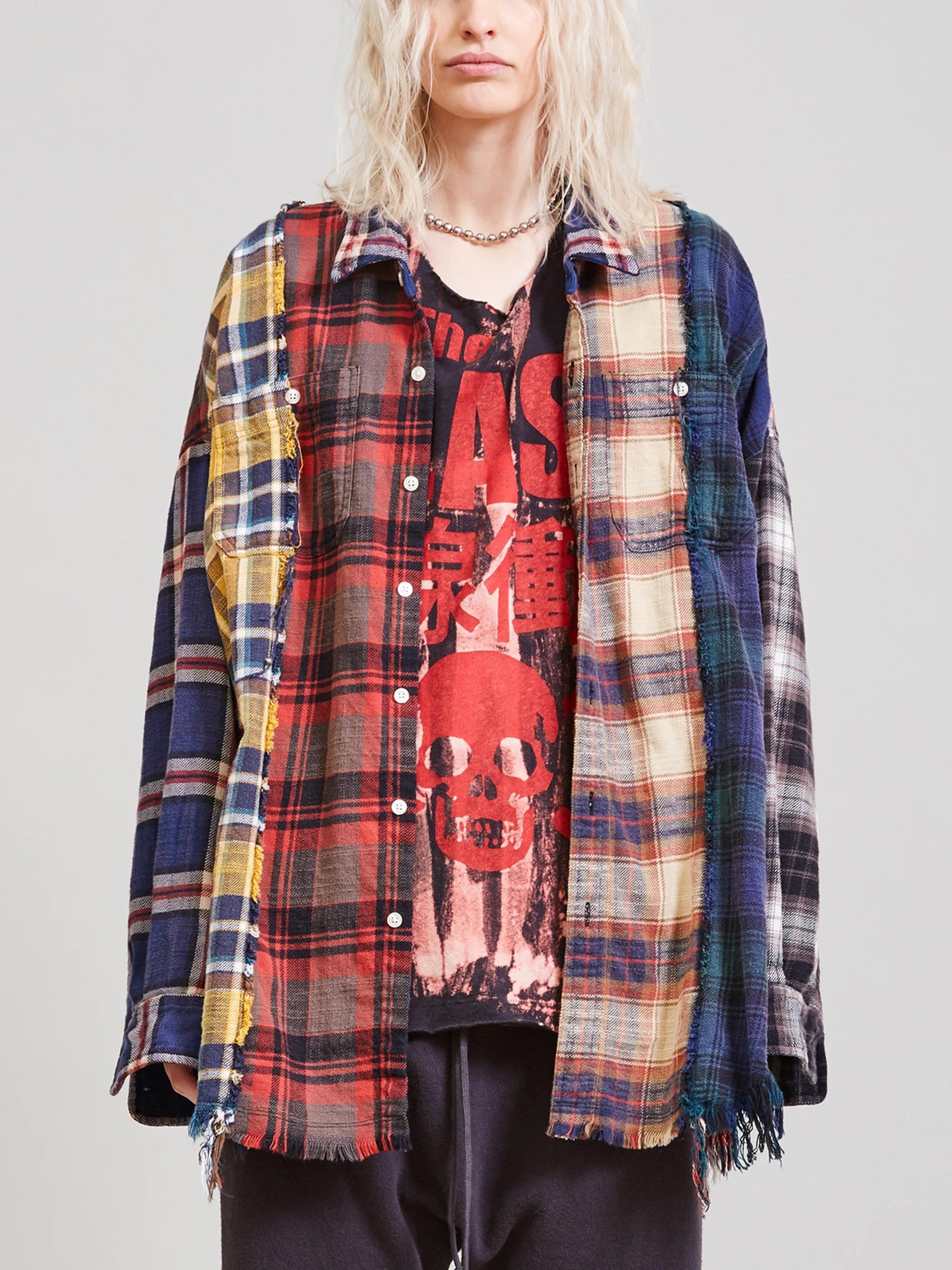 R13 Plaid Distressed Patchwork Flannel 