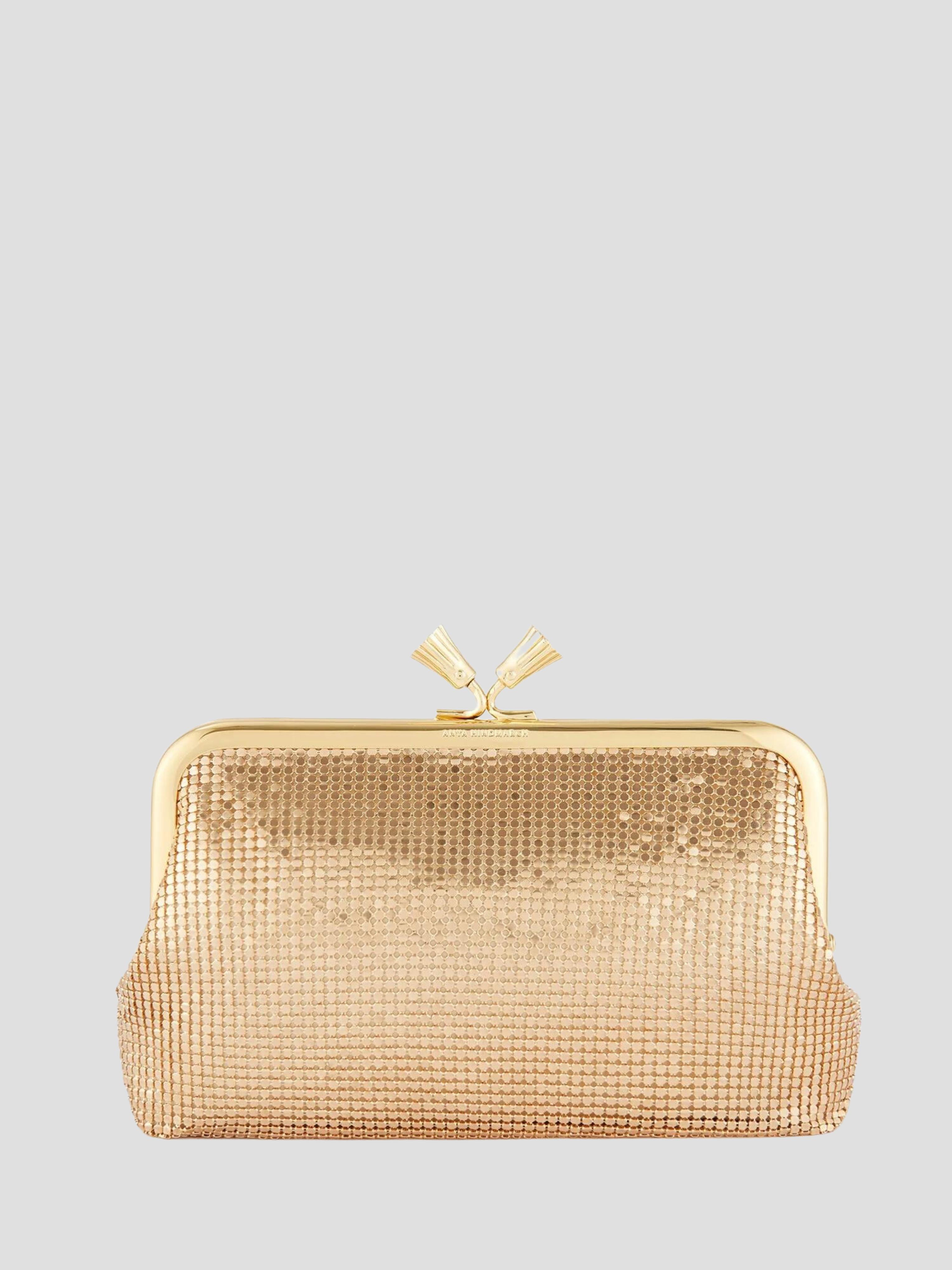 Anya Hindmarch Maud Clutch Tassel In Gold Metal Mesh in Natural Lyst