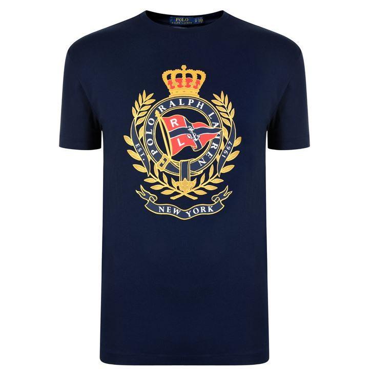 Polo Ralph Lauren Classic Fit Crest Logo T Shirt in Blue for Men - Lyst