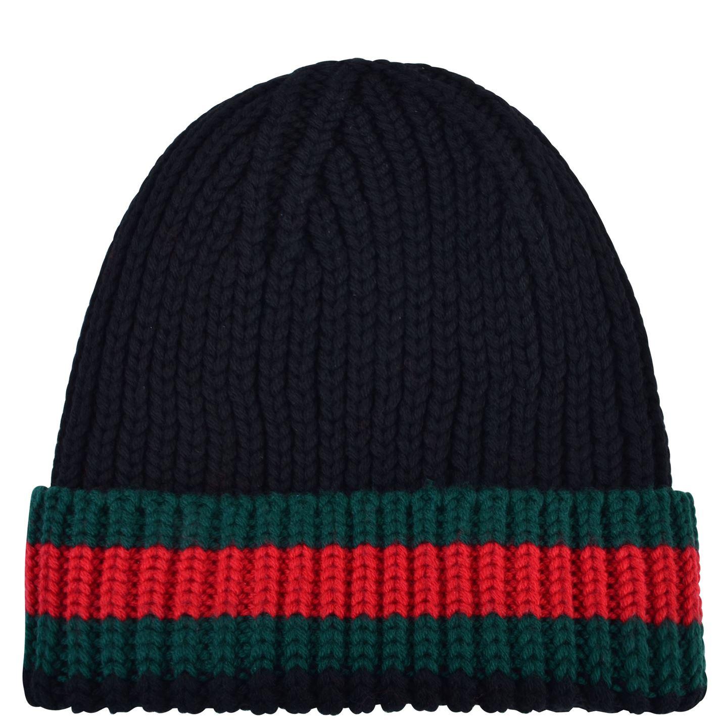 gucci web trim beanie hat