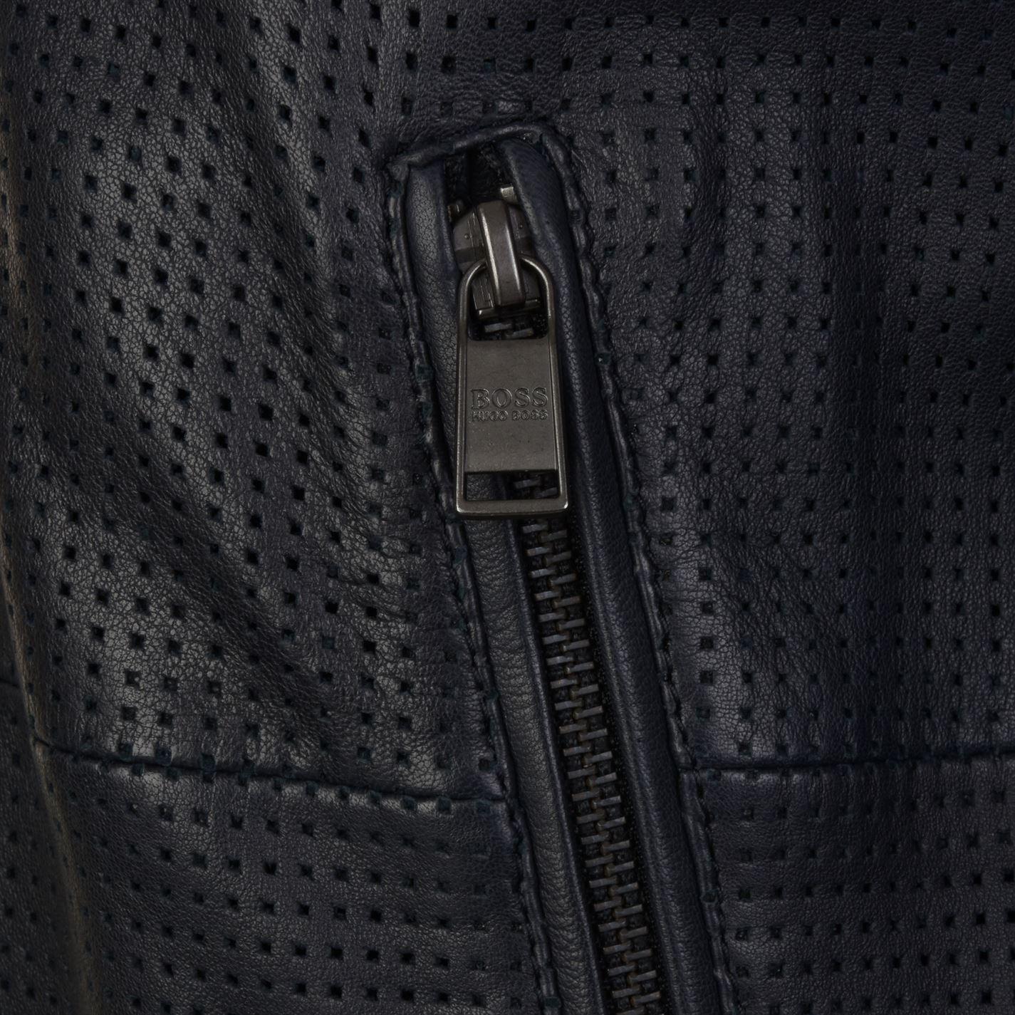 Boss Gerroy Leather Jacket In Navy Blue For Men Lyst