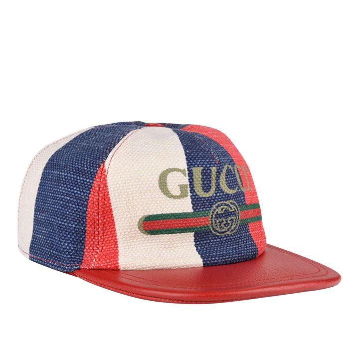 Gucci Canvas Fake Logo Sylvie Baseball Hat in White/Red (Blue) for Men ...