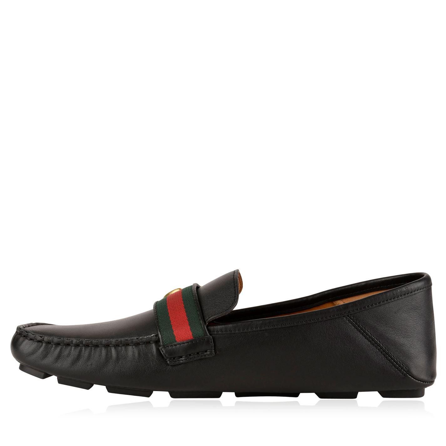 Gucci Leather Noel Gg Driver Loafers in 