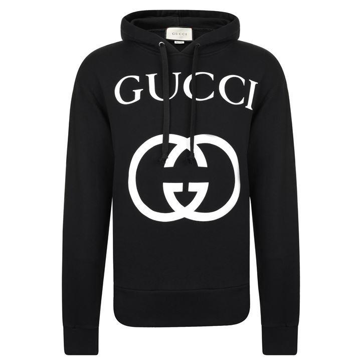 Gucci Cotton Gg Hooded Sweatshirt in Black/Ivory (Black) for Men - Save ...