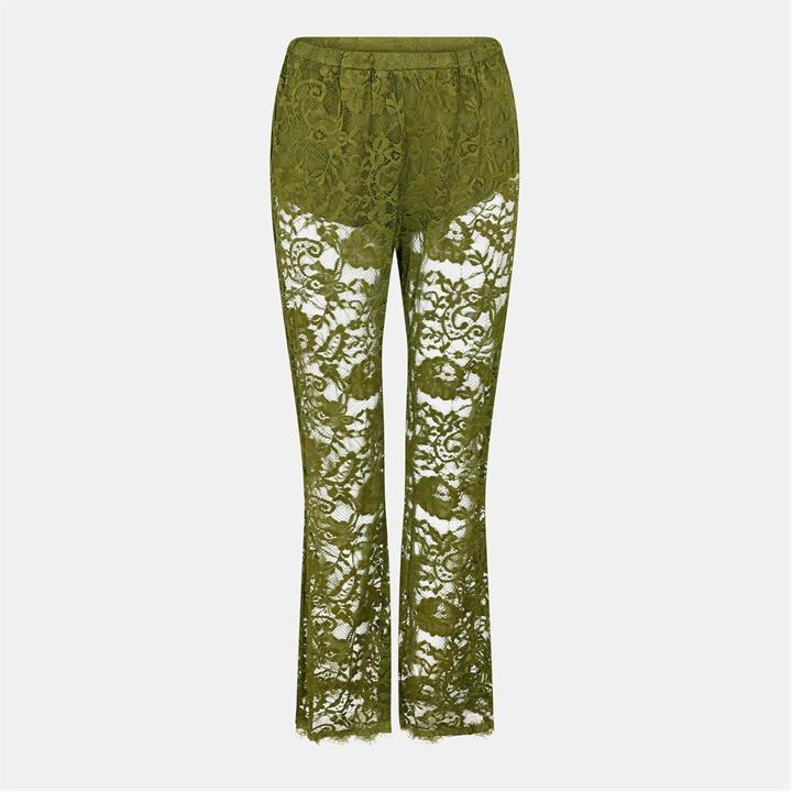 never fully dressed lace trousers Never Fully Dressed lace trouser in olive co-ord