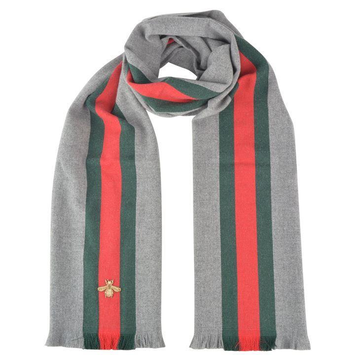Gucci Cashmere Bee Logo Scarf in Grey (Gray) for Men - Lyst
