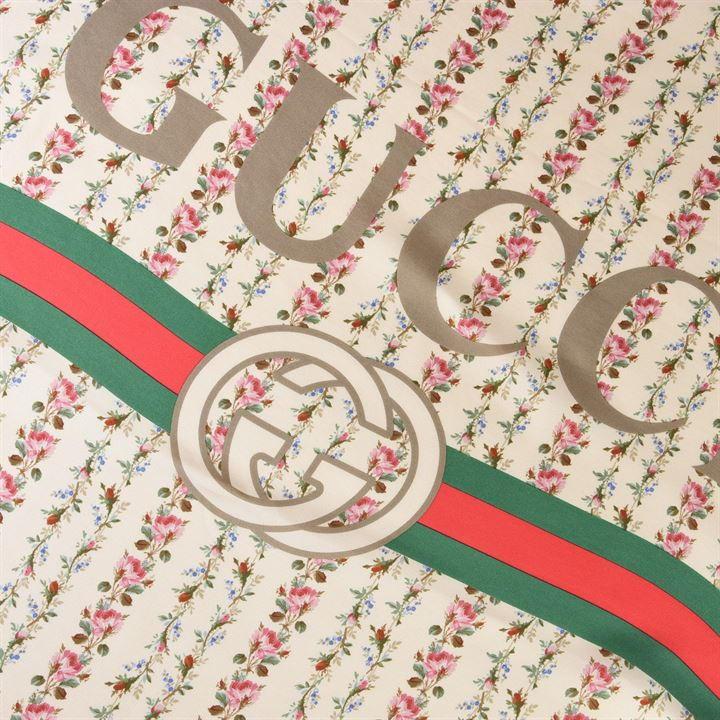 Gucci Silk Floral Fake Logo Scarf - Lyst