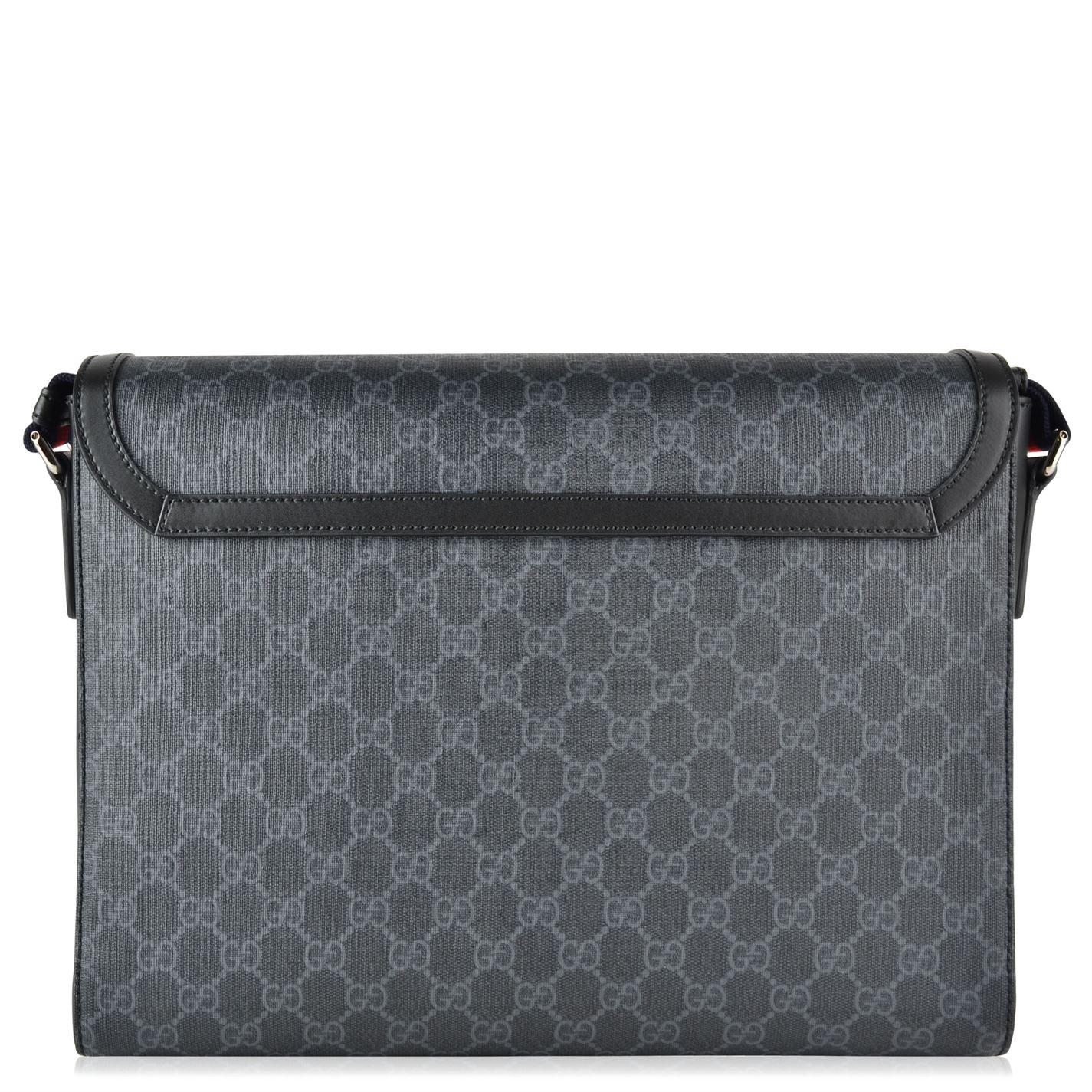 Gucci Canvas Gg Supreme Flap Messenger Bag in Black for Men - Lyst