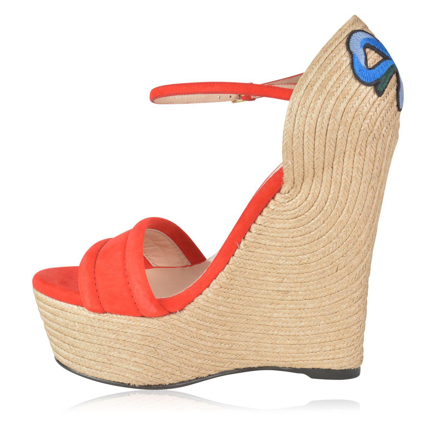 gucci floral wedges