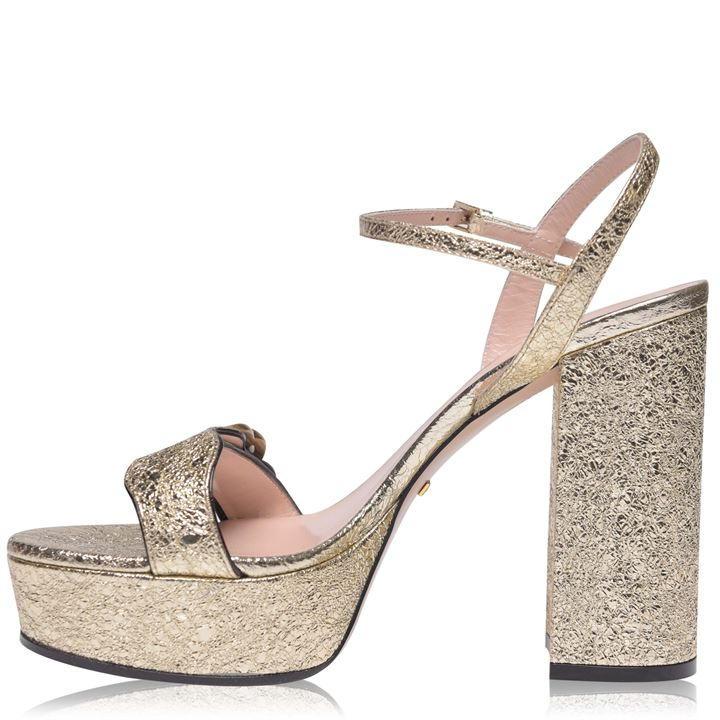 Gucci Marmont Metallic Block-heel Platform Sandals - Save 3% - Lyst