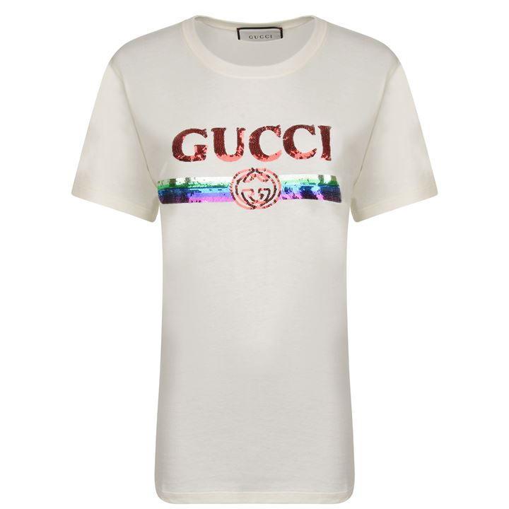 Gucci Cotton Fake Rainbow T Shirt in White - Lyst