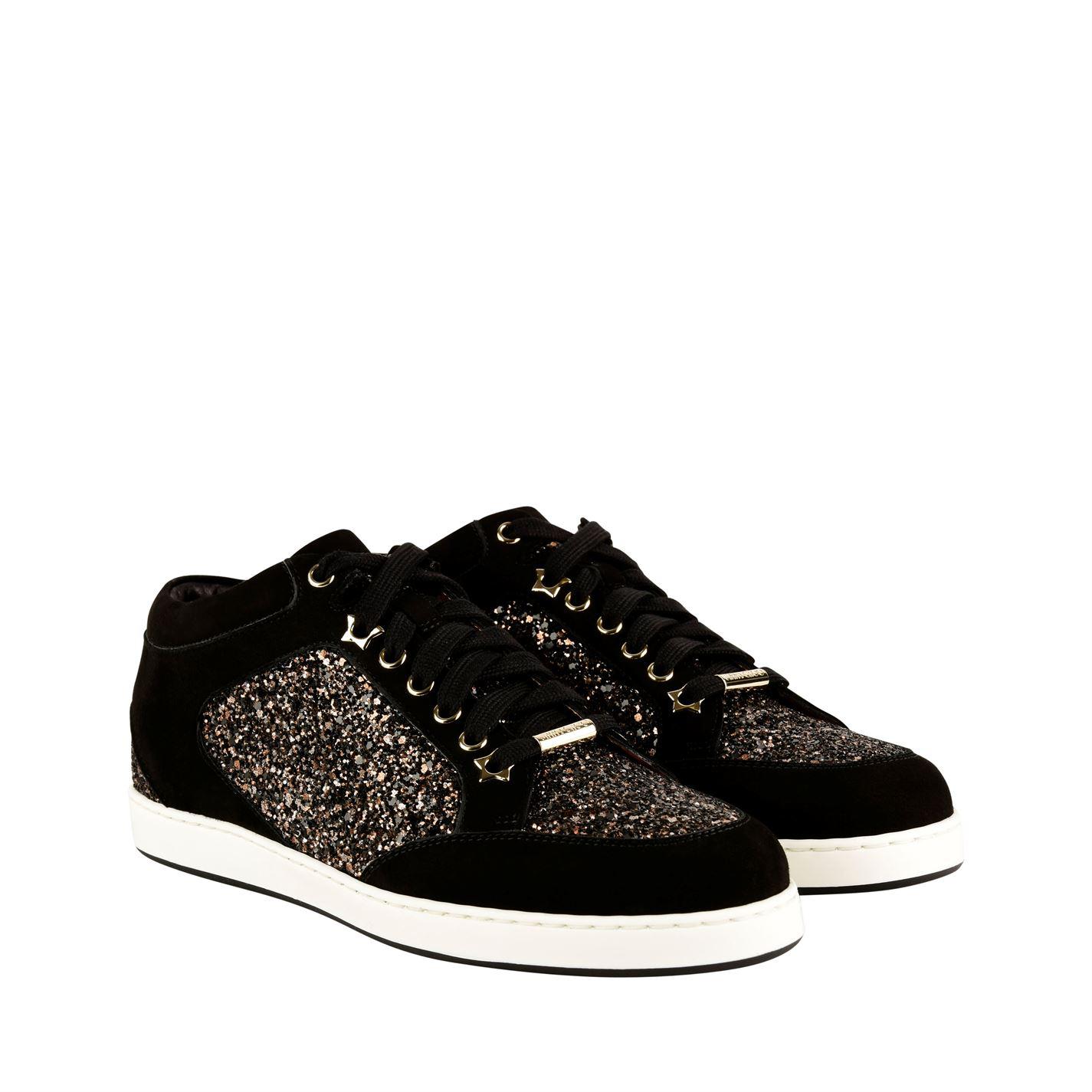 jimmy choo miami silver trainers