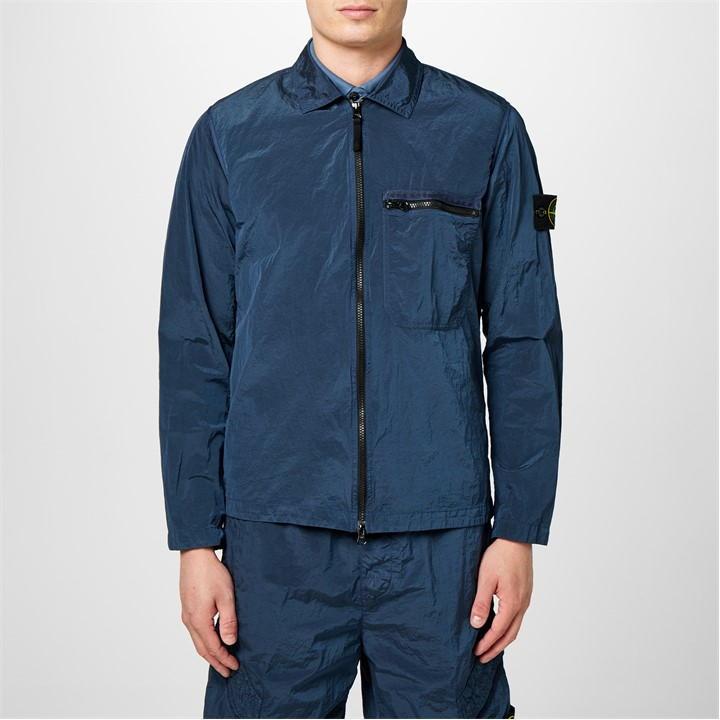 Grey Stone Island Nylon Metal Overshirt Navy Zip Overshirt Stone