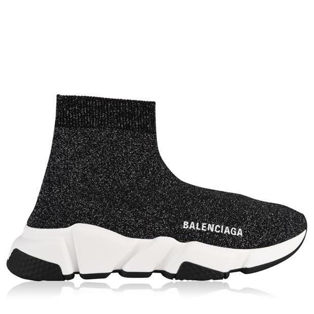 Balenciaga Women s Speed Knitted High top Trainers in Metallic