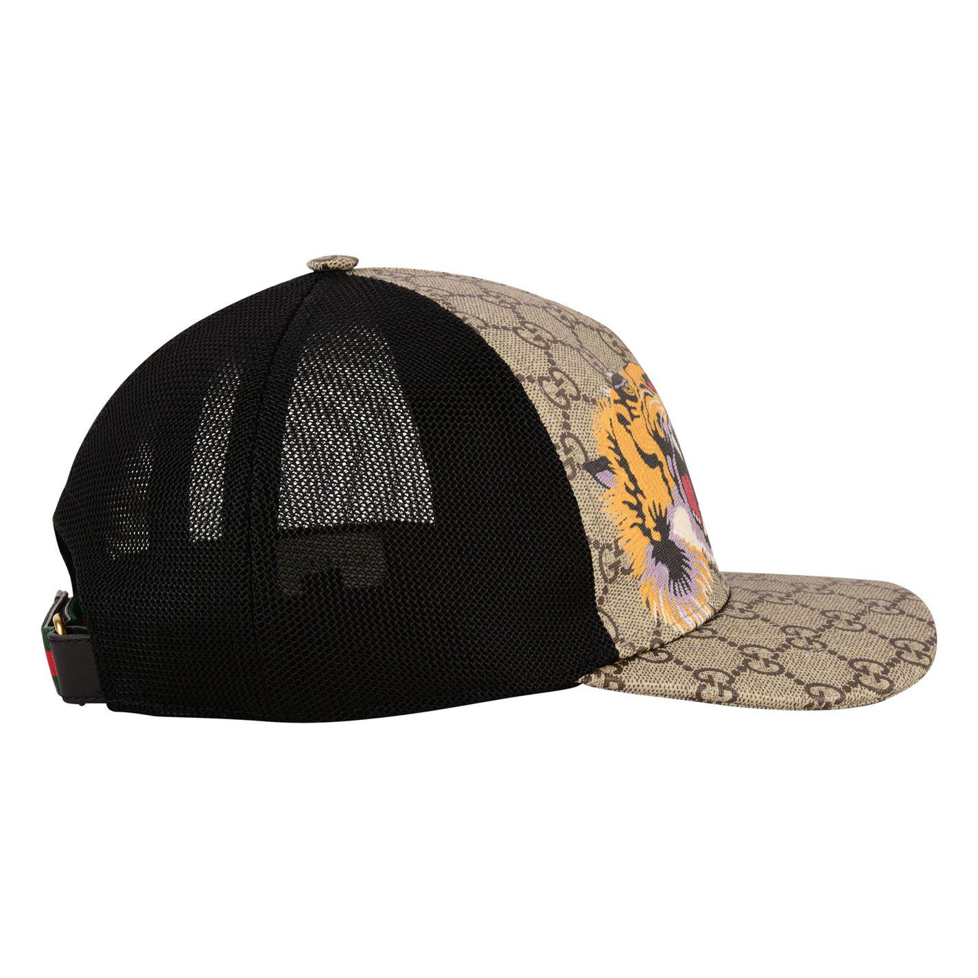 Gucci Canvas Tiger Mesh Cap in Black/Beige (Black) for Men - Lyst