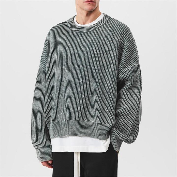 Cole Buxton Acid Wash Knit Sweatshirt in Grey for Men | Lyst UK
