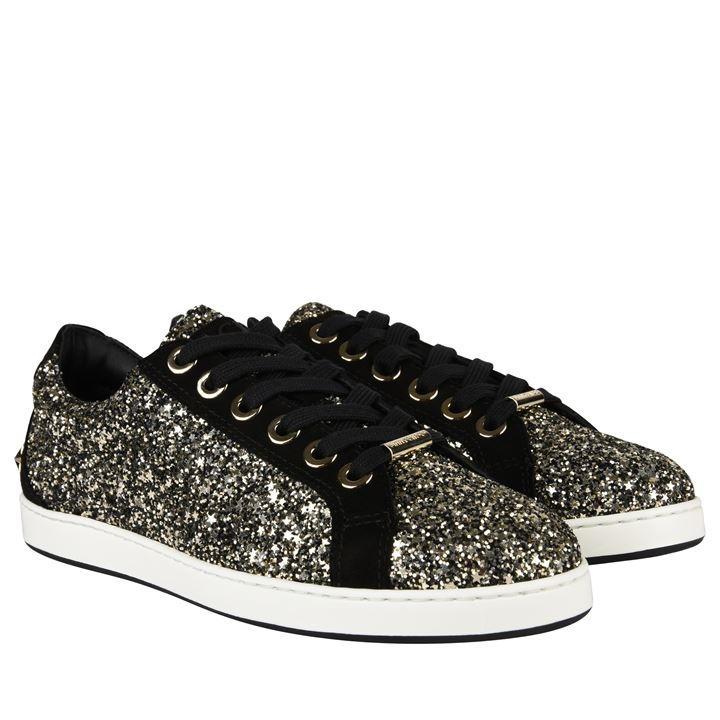 jimmy choo cash coarse glitter trainers