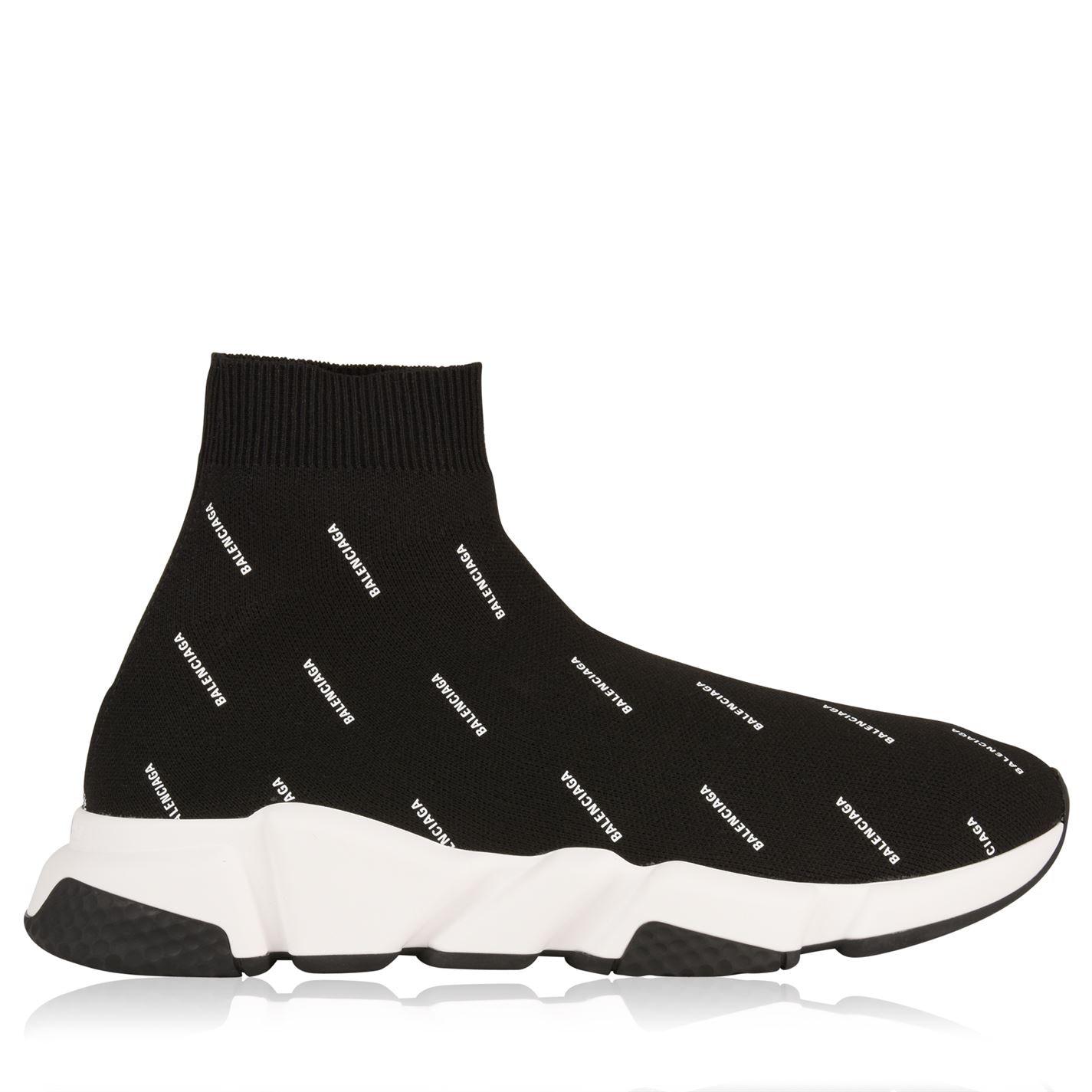 Balenciaga Speed With Logo All Over Print Sock Sneakers in Black for Men |  Lyst UK