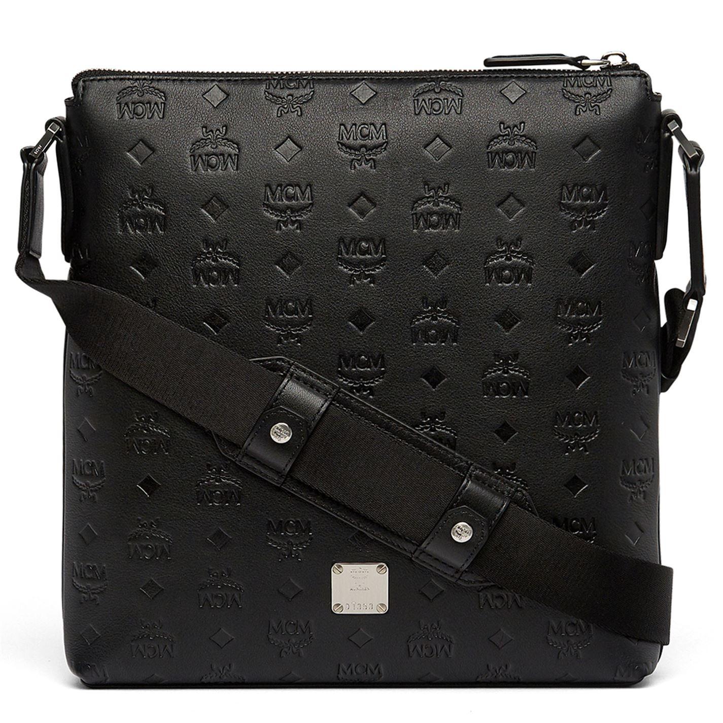 Mcm Ottomar Monogrammed Leather Messenger In Black For Men Lyst Gallery