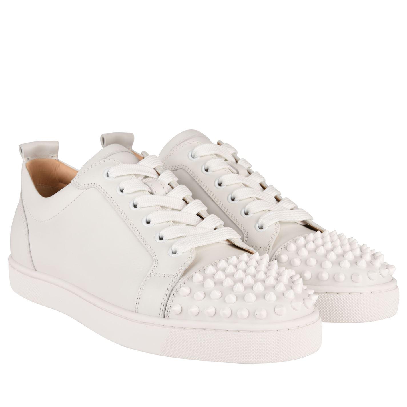 Christian Louboutin Leather Louis Spike Low Trainers in White Leather ...