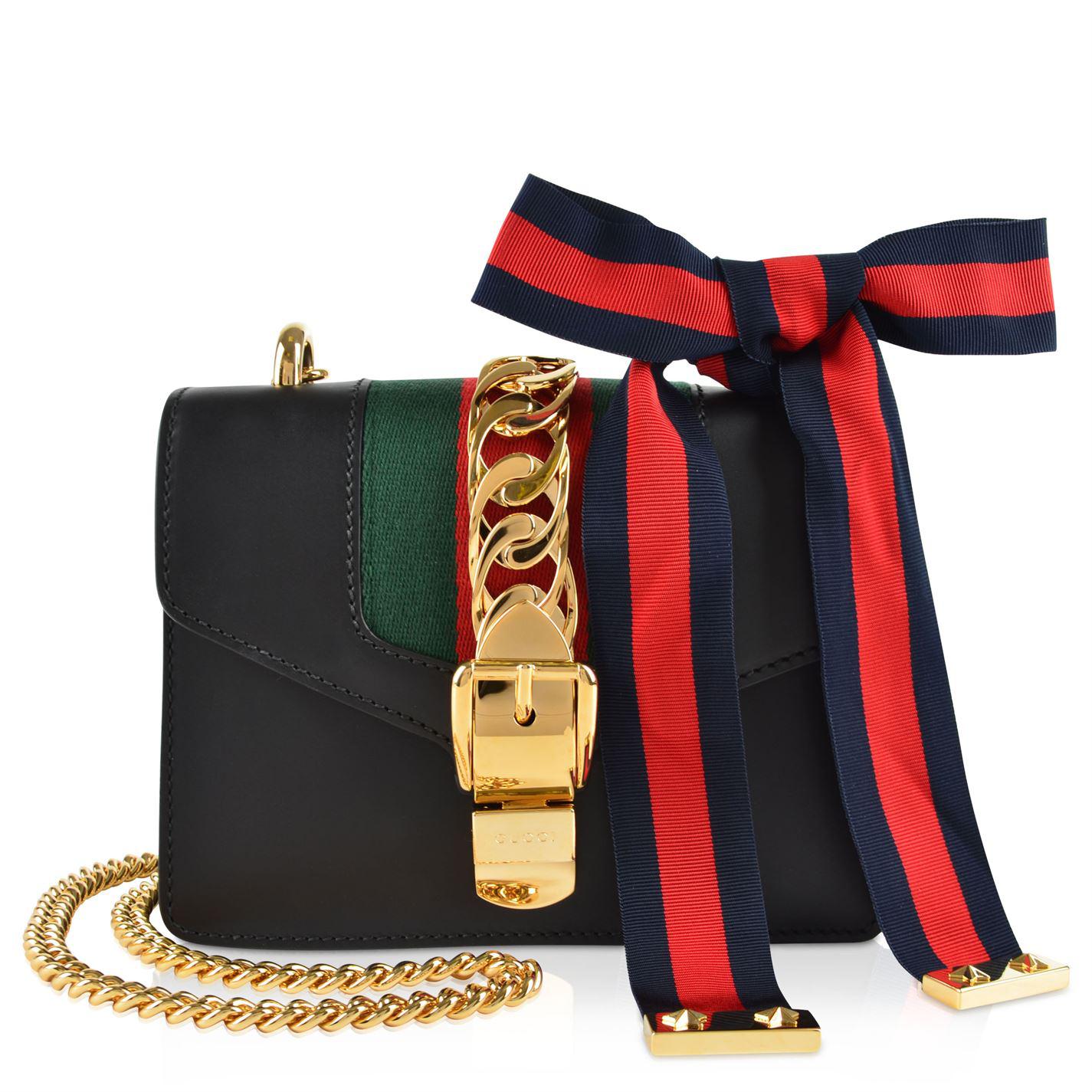 Lyst - Gucci Sylvie Leather Mini Chain Bag in Black - Save 13.907284768211923%