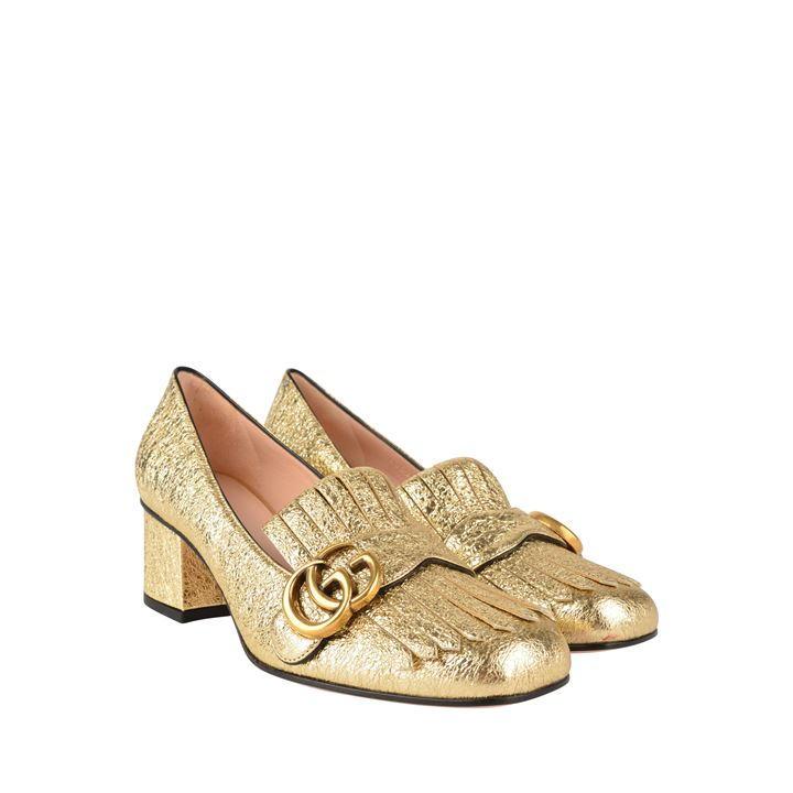 Gucci Leather Marmont Metallic Loafers - Lyst