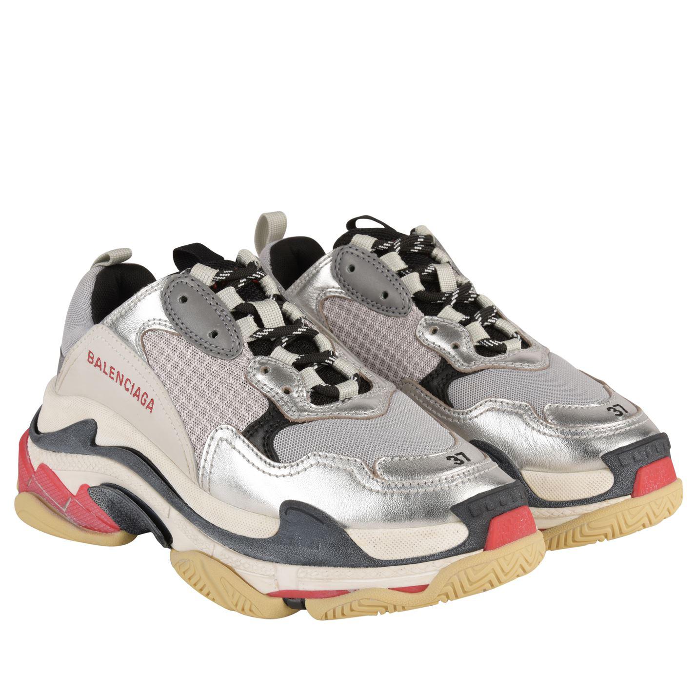 Balenciaga Synthetic Triple S Trainers in White Navy White