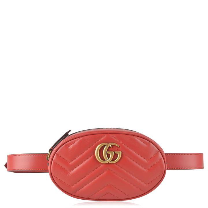Gucci Gg Marmont Leather Belt Bag in Red - Lyst