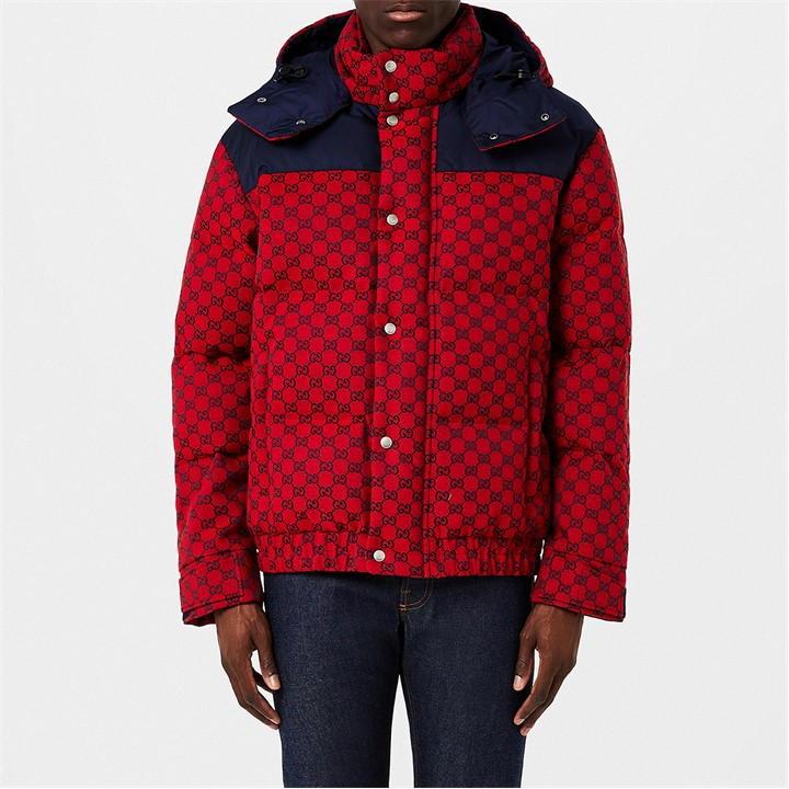 Gucci Gg Canvas Goose Down Jacket in Red for Men Lyst UK