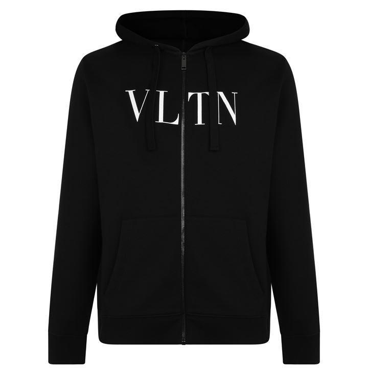 関税送料無料【VALENTINO】VLTN LOGO PRINT FLEECE HOODIE NEW VALENTINO MEN'S BLACK COTTON VLTN LOGO HOODIE ZIPPER