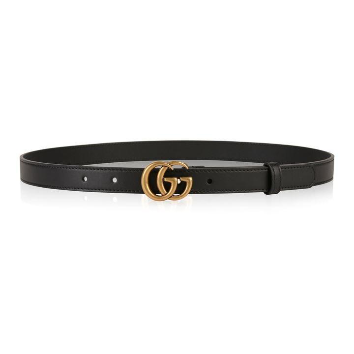 Gucci Leather Marmont Gg Slim Belt in Black - Lyst
