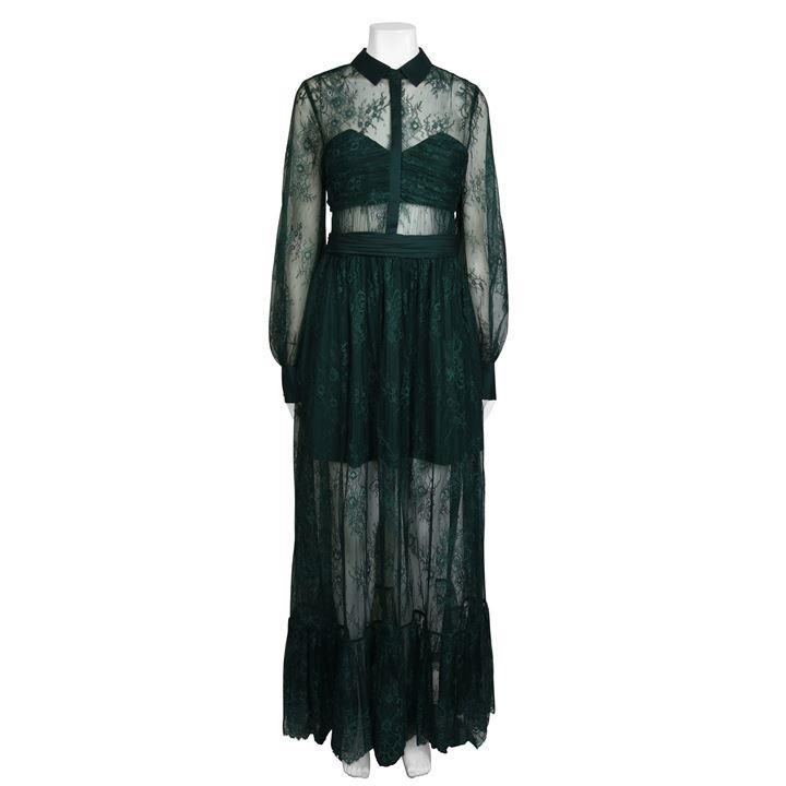 self portrait green fine lace dress