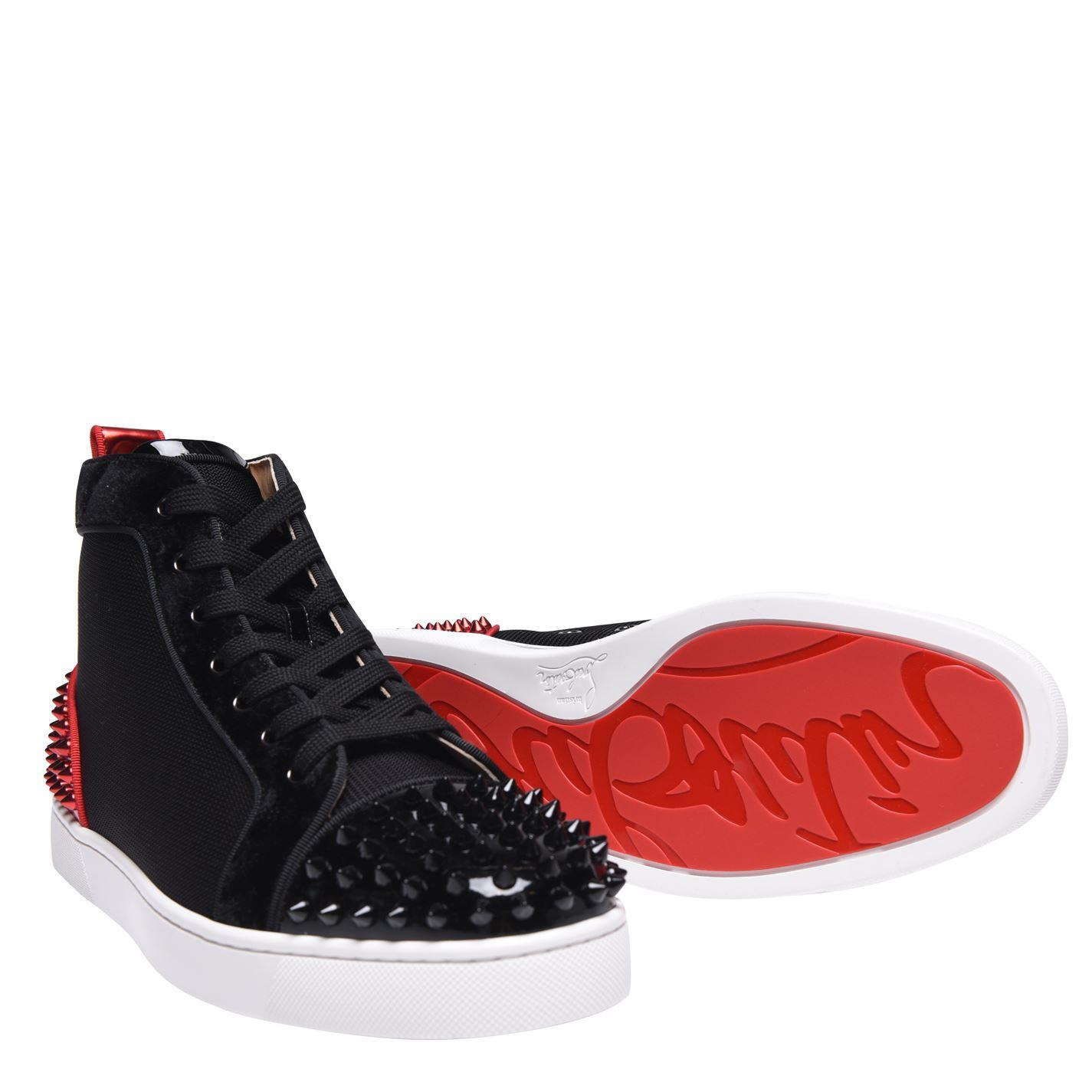 black studded louboutin trainers
