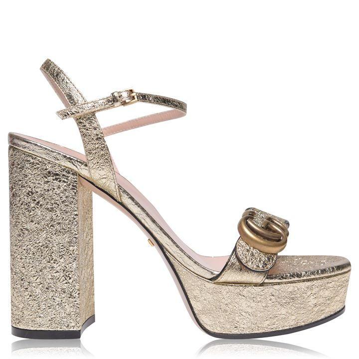 Gucci Marmont Metallic Block-heel Platform Sandals - Save 3% - Lyst