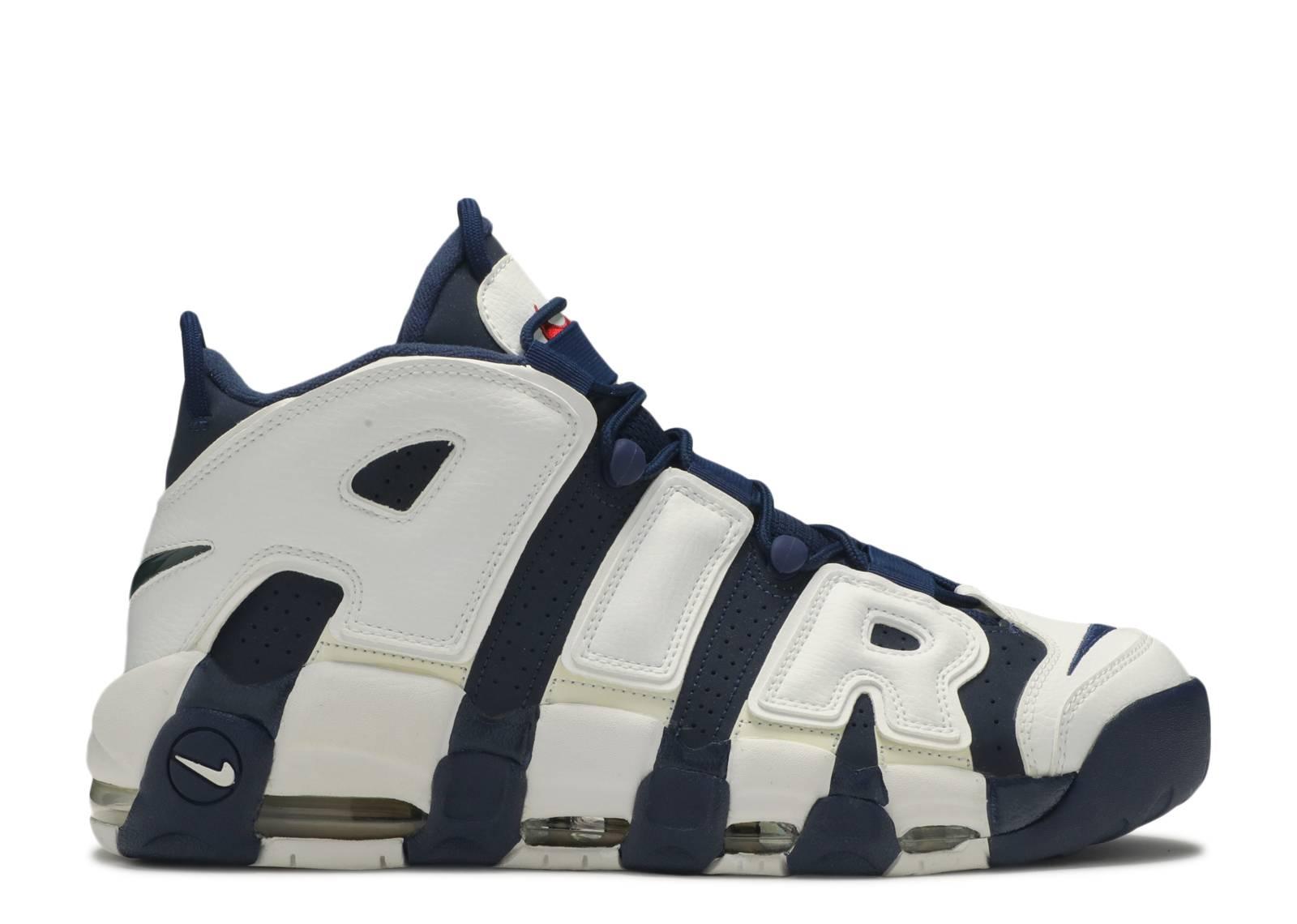 Nike Leather Air More Uptempo Basketball Shoes In Mid Navy White Purple Blue For Men Save 68 Lyst