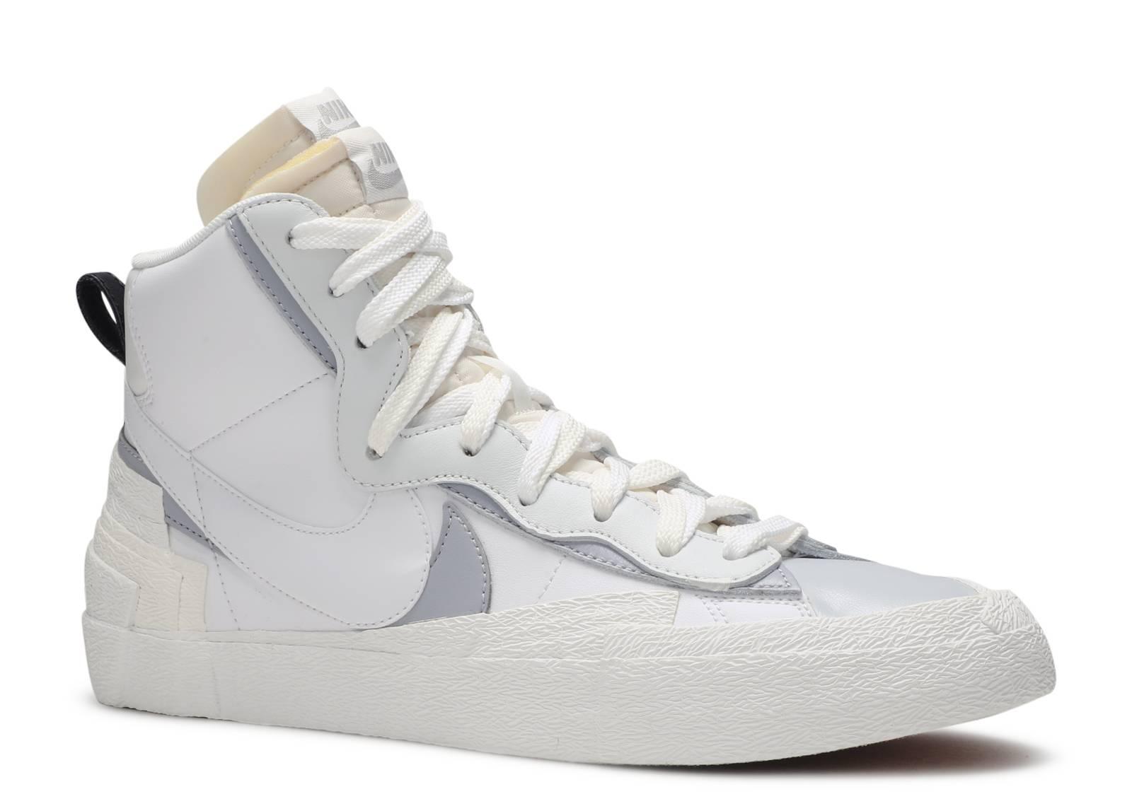 nike sacai blazer white grey
