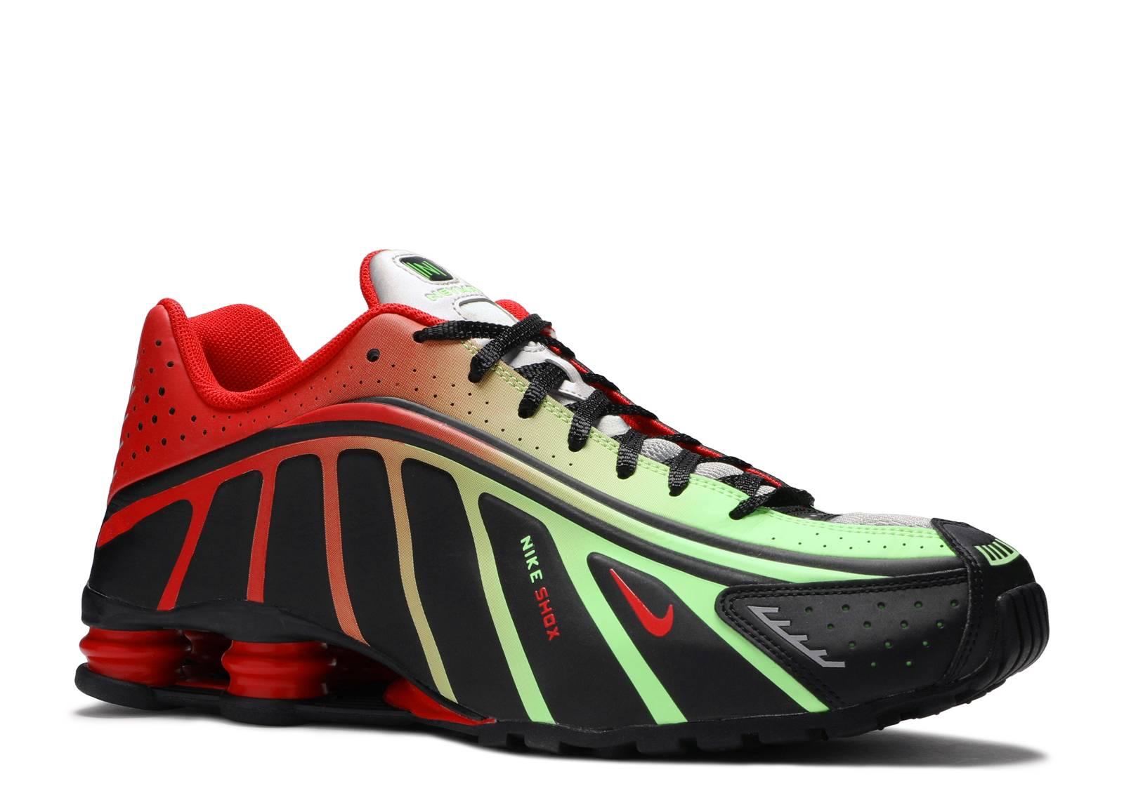 nike shox r4 gel black neon