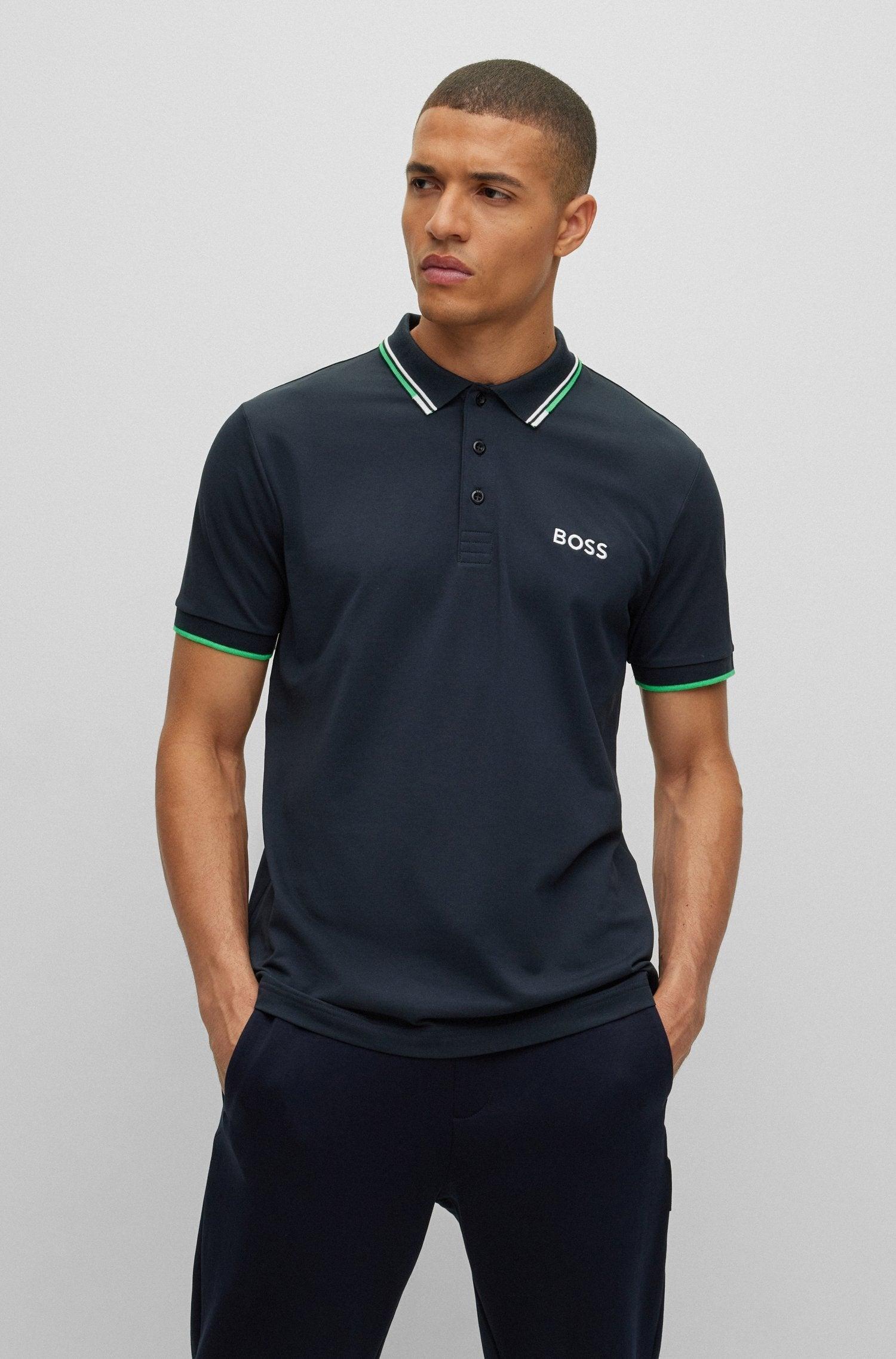 BOSS by HUGO BOSS Cotton-blend Polo Shirt In Navy Blue in Black for Men |  Lyst UK