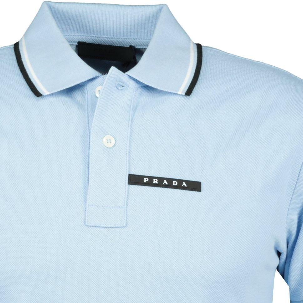 instant boekje feedback Prada Short Sleeve Polo Light Blue for Men | Lyst