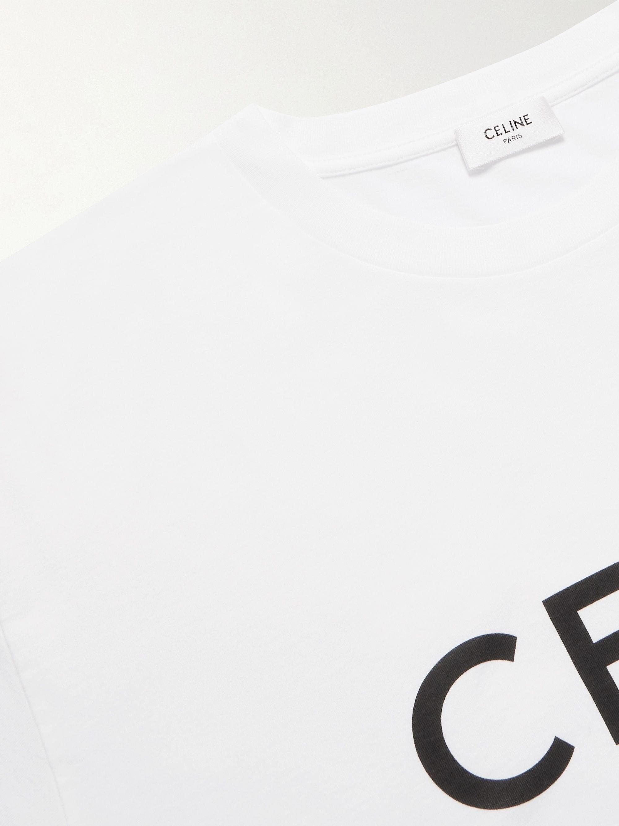 Celine Logo-print Cotton-jersey T-shirt White for Men | Lyst